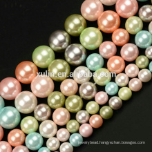 6MM 8MM 10MM Pink Multicolor Shell Pearl Round Gemstone DIY Jewelry Making Beads